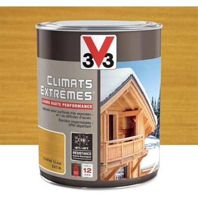 V33 Lasure Climats Extrêmes 12ans Chêne clair NP 1L - Publicité V33 Lasure Climats Extrêmes 12ans Chêne clair NP 1L - Publicité