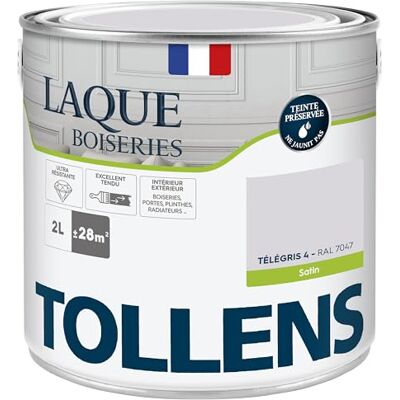 Tollens Peinture, Laque, Ultra Résistante, Multisupport, Satin Télégris, 2L = 28m2 - Publicité Tollens Peinture, Laque, Ultra Résistante, Multisupport, Satin Télégris, 2L = 28m2 - Publicité