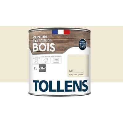 Tollens Peinture extérieure bois 2 en 1 Ultra Résistante Finition Satin Laque Riche en Résine Pour Toute Boiserie Extérieure Sans Sous-Couche Satin Lin RAL 1013-2L = 32m2 - Publicité Tollens Peinture extérieure bois 2 en 1 Ultra Résistante Finition Satin Laque Riche en Résine Pour Toute Boiserie Extérieure Sans Sous-Couche Satin Lin RAL 1013-2L = 32m2 - Publicité