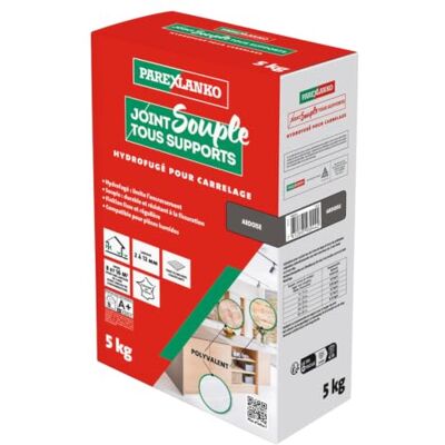 Parexlanko Joint Souple tous Supports Ardoise Joints de Carrelage de 2 à 15 mm Soumis à de Fortes Sollicitations Neuf et Rénovation Sol et Mur Intérieur et Extérieur 5 kg - Publicité Parexlanko Joint Souple tous Supports Ardoise Joints de Carrelage de 2 à 15 mm Soumis à de Fortes Sollicitations Neuf et Rénovation Sol et Mur Intérieur et Extérieur 5 kg - Publicité