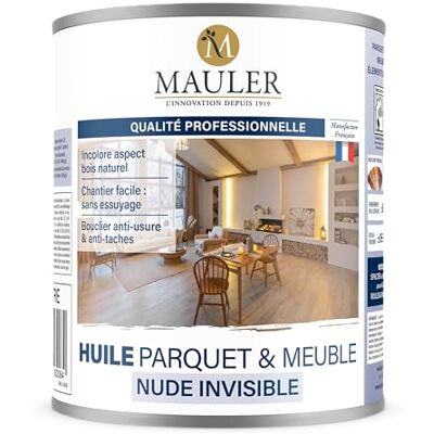 MAULER Pro Huile Parquet & Meuble La Nude Ultra Mat Incolore 1L Sans essuyage ni lustrage Aspect bois brut invisible Qualité Professionnelle depuis 1919 - Publicité MAULER Pro Huile Parquet & Meuble La Nude Ultra Mat Incolore 1L Sans essuyage ni lustrage Aspect bois brut invisible Qualité Professionnelle depuis 1919 - Publicité