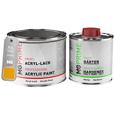 PRiME RAL 1004 Jaune or/Golden yellow mat, pot de peinture acrylique 2K 0,75 L Kit 2K peinture + durcisseur, à séchage rapide - Publicité PRiME RAL 1004 Jaune or/Golden yellow mat, pot de peinture acrylique 2K 0,75 L Kit 2K peinture + durcisseur, à séchage rapide - Publicité