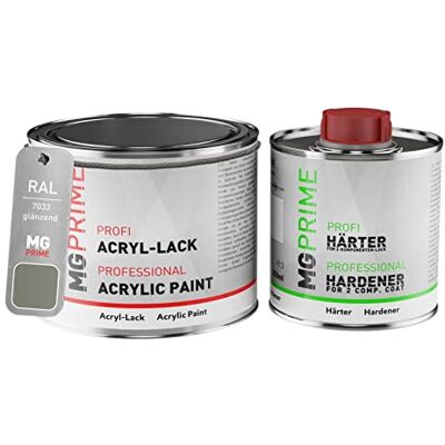 PRiME RAL 7033 Gris ciment/Cement grey Peinture acrylique brillante Pot de 0,75 litre / 750 ml, y compris le durcisseur - Publicité PRiME RAL 7033 Gris ciment/Cement grey Peinture acrylique brillante Pot de 0,75 litre / 750 ml, y compris le durcisseur - Publicité