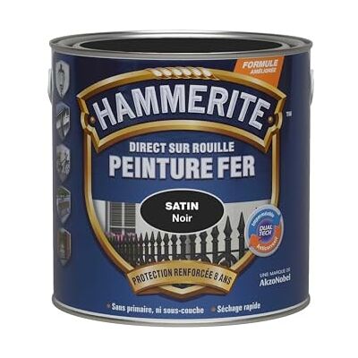 Hammerite Peinture Métal Direct sur Rouille Anticorrosion, imperméable, direct sans sous-couche Noir Satin 2,5 L - Publicité Hammerite Peinture Métal Direct sur Rouille Anticorrosion, imperméable, direct sans sous-couche Noir Satin 2,5 L - Publicité
