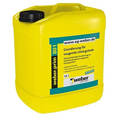 Weber prim 801 Apprêt pour supports absorbants, 10 l, transparent, pour plâtre, plâtre, béton, chape, plaques de ciment - Publicité Weber prim 801 Apprêt pour supports absorbants, 10 l, transparent, pour plâtre, plâtre, béton, chape, plaques de ciment - Publicité