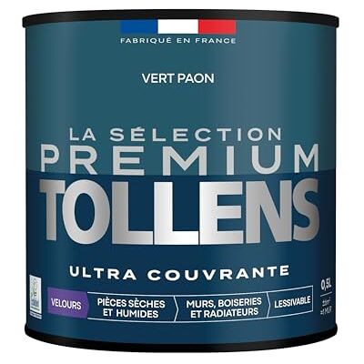 Tollens Peinture Couleur Murs, Boiseries & Radiateurs La Sélection Premium Pièces sèches et humides Ultra couvrante Ultra résistante Ecolabel Velours VERT PAON 0L5 = 6m² - Publicité Tollens Peinture Couleur Murs, Boiseries & Radiateurs La Sélection Premium Pièces sèches et humides Ultra couvrante Ultra résistante Ecolabel Velours VERT PAON 0L5 = 6m² - Publicité