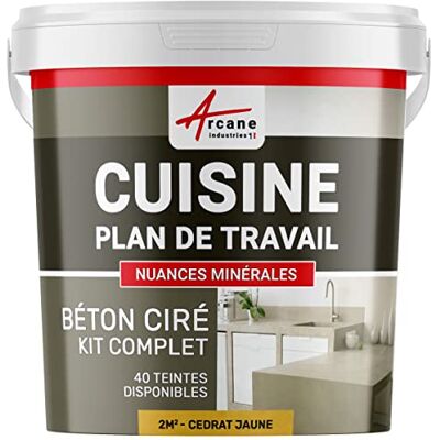 ARCANE INDUSTRIES Béton ciré cuisine, plan de travail, crédence, évier, sol et mur, revêtement mural décoratif, kit complet 2 m² (en 2 couches) Cédrat Jaune - Publicité ARCANE INDUSTRIES Béton ciré cuisine, plan de travail, crédence, évier, sol et mur, revêtement mural décoratif, kit complet 2 m² (en 2 couches) Cédrat Jaune - Publicité