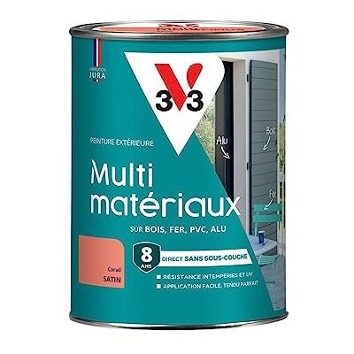 V33 Peinture extérieure multi-matériaux, Corail satin 1,5L - Publicité V33 Peinture extérieure multi-matériaux, Corail satin 1,5L - Publicité