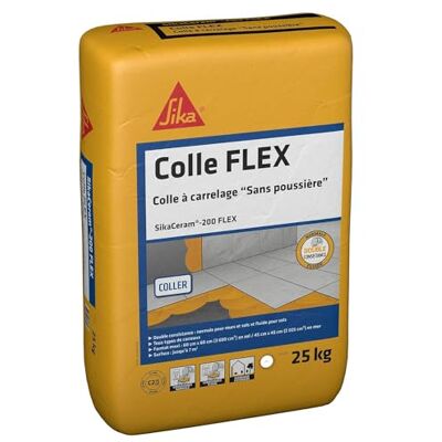 SIKA Colle à carrelage Ceram 200 FLEX Blanc 5kg Tous types de carreaux (3600cm² max) Murs et Sols Intérieur et Extérieur Sans poussières - Publicité SIKA Colle à carrelage Ceram 200 FLEX Blanc 5kg Tous types de carreaux (3600cm² max) Murs et Sols Intérieur et Extérieur Sans poussières - Publicité