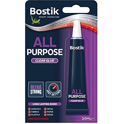 Bostik Adhésif tout usage, colle transparente pour petites réparations domestiques, adhérence durable, ultra solide et prise rapide, 20 ml - Publicité Bostik Adhésif tout usage, colle transparente pour petites réparations domestiques, adhérence durable, ultra solide et prise rapide, 20 ml - Publicité