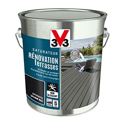 V33 Saturateur Rénovation Terrasses Et Bardages, Anthracite 2,5L - Publicité V33 Saturateur Rénovation Terrasses Et Bardages, Anthracite 2,5L - Publicité