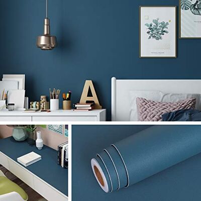 Livelynine Papier Peint Bleu Indigo de 40CM*5M Papier Adhésif pour Meuble Chambre Salon Table Cuisine Meuble TV Papier Peint Adhésif Mural Épais Autocollant Lavable Décoratif - Publicité Livelynine Papier Peint Bleu Indigo de 40CM*5M Papier Adhésif pour Meuble Chambre Salon Table Cuisine Meuble TV Papier Peint Adhésif Mural Épais Autocollant Lavable Décoratif - Publicité