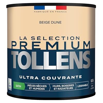 Tollens Peinture Couleur Murs, Boiseries & Radiateurs La Sélection Premium Pièces sèches et humides Ultra couvrante & résistante Ultra rapide Ecolabel Satin BEIGE DUNE 0L5 = 6m² - Publicité Tollens Peinture Couleur Murs, Boiseries & Radiateurs La Sélection Premium Pièces sèches et humides Ultra couvrante & résistante Ultra rapide Ecolabel Satin BEIGE DUNE 0L5 = 6m² - Publicité
