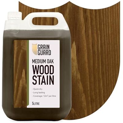 GRAIN GUARD Teinture pour bois Chêne Moyen 5 litre À base d'eau et à faible odeur Écologique et non toxique Teinture pour bois d'intérieur Application facile Séchage rapide - Publicité GRAIN GUARD Teinture pour bois Chêne Moyen 5 litre À base d'eau et à faible odeur Écologique et non toxique Teinture pour bois d'intérieur Application facile Séchage rapide - Publicité