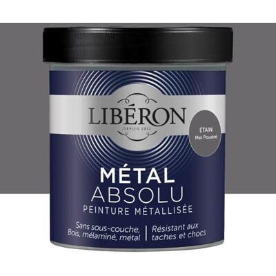 Libéron Peinture Métal Absolu Mat poudré Etain 0,5 L - Publicité Libéron Peinture Métal Absolu Mat poudré Etain 0,5 L - Publicité