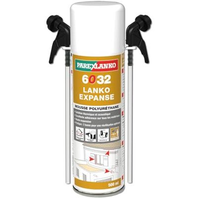 Parexlanko Mousse polyuréthane 6032 LANKO Expanse Isolation thermique et acoustique Rebouchage de cavité Collage de panneaux isolants Expansion: 16L Réutilisable Blanc 500ml - Publicité Parexlanko Mousse polyuréthane 6032 LANKO Expanse Isolation thermique et acoustique Rebouchage de cavité Collage de panneaux isolants Expansion: 16L Réutilisable Blanc 500ml - Publicité