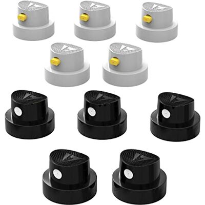 AUPROTEC Lot de 10 têtes de pulvérisation de rechange : 5 noires/branches + 5 en éventail blanc/jaune - Publicité AUPROTEC Lot de 10 têtes de pulvérisation de rechange : 5 noires/branches + 5 en éventail blanc/jaune - Publicité