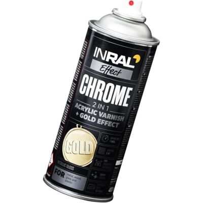 INRAL Peinture chrome en spray or Vernis acrylique pour intérieur et extérieur Spray doré pour professionnels et bricoleurs, pour DIY et upcycling 400 ml pour une surface de 2 m² - Publicité INRAL Peinture chrome en spray or Vernis acrylique pour intérieur et extérieur Spray doré pour professionnels et bricoleurs, pour DIY et upcycling 400 ml pour une surface de 2 m² - Publicité