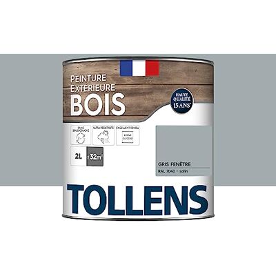 Tollens Peinture extérieure bois 2 en 1 Ultra Résistante Finition Satin Laque Riche en Résine Pour Toute Boiserie Extérieure Sans Sous-Couche Satin Gris Fenêtre 2L = 32m2 - Publicité Tollens Peinture extérieure bois 2 en 1 Ultra Résistante Finition Satin Laque Riche en Résine Pour Toute Boiserie Extérieure Sans Sous-Couche Satin Gris Fenêtre 2L = 32m2 - Publicité