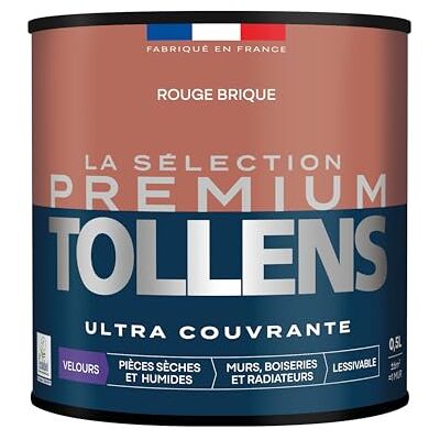 Tollens Peinture Couleur Murs, Boiseries & Radiateurs La Sélection Premium Pièces sèches et humides Ultra couvrante Ultra résistante Ecolabel Velours ROUGE BRIQUE 0L5 = 6m² - Publicité Tollens Peinture Couleur Murs, Boiseries & Radiateurs La Sélection Premium Pièces sèches et humides Ultra couvrante Ultra résistante Ecolabel Velours ROUGE BRIQUE 0L5 = 6m² - Publicité