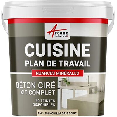 ARCANE INDUSTRIES Béton ciré cuisine, plan de travail, crédence, évier, sol et mur, revêtement mural décoratif, kit complet 2 m² (en 2 couches) Chinchilla Gris Beige - Publicité ARCANE INDUSTRIES Béton ciré cuisine, plan de travail, crédence, évier, sol et mur, revêtement mural décoratif, kit complet 2 m² (en 2 couches) Chinchilla Gris Beige - Publicité