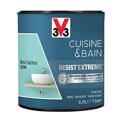 V33 Peinture Cuisine & Bain 'Resist'Extreme' Bleu - Peinture - Publicité V33 Peinture Cuisine & Bain 'Resist'Extreme' Bleu - Peinture - Publicité