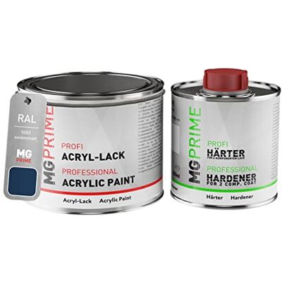 PRiME RAL 5003 Bleu saphir mat satiné, pot de peinture acrylique 2K 0,75 L Sapphire blue, Kit 2K peinture + durcisseur, à séchage rapide - Publicité PRiME RAL 5003 Bleu saphir mat satiné, pot de peinture acrylique 2K 0,75 L Sapphire blue, Kit 2K peinture + durcisseur, à séchage rapide - Publicité
