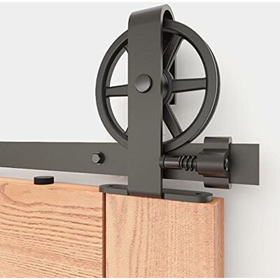 CCJH 6FT/182cm Rail Suspendu Pour Porte Coulissante Kit Porte Simple-Big Wheel Barn Door Hardware Kit - Publicité CCJH 6FT/182cm Rail Suspendu Pour Porte Coulissante Kit Porte Simple-Big Wheel Barn Door Hardware Kit - Publicité