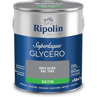 Laque satin gris acier RAL 7045 - Ripolin - 2 L - Publicité Laque satin gris acier RAL 7045 - Ripolin - 2 L - Publicité