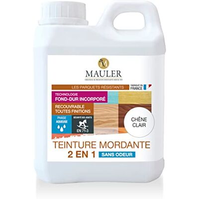MAULER Teinture bois parquet & meuble mordante 2,5L Chêne Clair 2 en 1 (teinte et fond dur) sans odeur - Publicité MAULER Teinture bois parquet & meuble mordante 2,5L Chêne Clair 2 en 1 (teinte et fond dur) sans odeur - Publicité