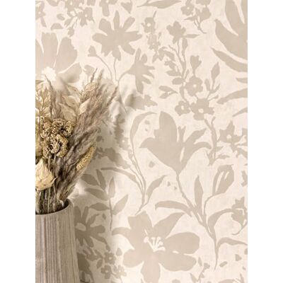 Newroom papier peint intissé fleurs beige style scandinave salon - Publicité Newroom papier peint intissé fleurs beige style scandinave salon - Publicité