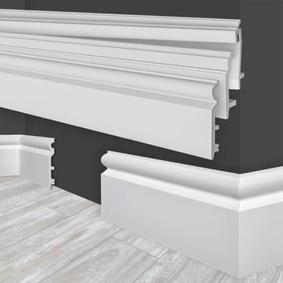 Marbet Design Plinthes en plastique HDPS blanc Profil de plinthe de 2 mètres, Plinthes de finition pour plinthes de sol, Moulures de sol, Canaux de câbles (HF-2 120x15 mm, Échantillon) - Publicité Marbet Design Plinthes en plastique HDPS blanc Profil de plinthe de 2 mètres, Plinthes de finition pour plinthes de sol, Moulures de sol, Canaux de câbles (HF-2 120x15 mm, Échantillon) - Publicité