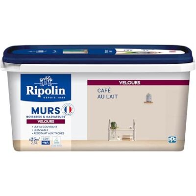 Peinture murs et radiateurs RIPOLIN - Café au lait velours - 2,5L - Publicité Peinture murs et radiateurs RIPOLIN - Café au lait velours - 2,5L - Publicité
