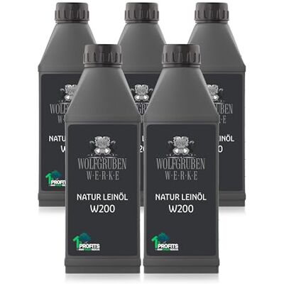 WO-WE Huile de lin pure W200 première pression à froid pour le bois 5L (5x1L) - Publicité WO-WE Huile de lin pure W200 première pression à froid pour le bois 5L (5x1L) - Publicité