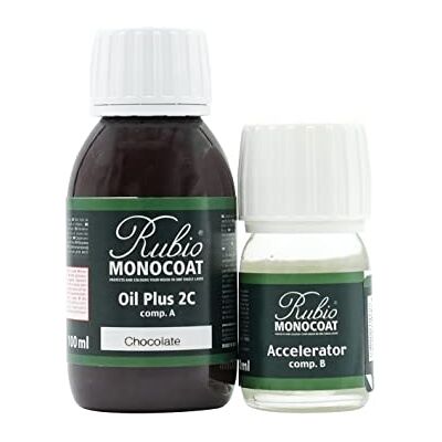 Rubio Monocoat Huile pour bois 5 m² Chocolat Oil Plus 2C Huile de lin pour bois écologique à séchage rapide pour l'intérieur, avec accélérateur (partie B) Protecteur 130 ML - Publicité Rubio Monocoat Huile pour bois 5 m² Chocolat Oil Plus 2C Huile de lin pour bois écologique à séchage rapide pour l'intérieur, avec accélérateur (partie B) Protecteur 130 ML - Publicité