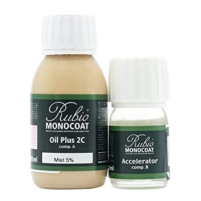 Rubio Monocoat Huile pour bois 5 m² Brume 5% Oil Plus 2C Huile de lin pour bois écologique à séchage rapide pour l'intérieur, avec accélérateur (partie B) Protecteur 130 ML - Publicité Rubio Monocoat Huile pour bois 5 m² Brume 5% Oil Plus 2C Huile de lin pour bois écologique à séchage rapide pour l'intérieur, avec accélérateur (partie B) Protecteur 130 ML - Publicité