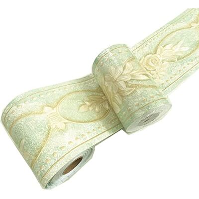 Mesoar Frise murale autocollante à motif floral pour salle de bain Imperméable Bordure amovible en relief Vert clair - Publicité Mesoar Frise murale autocollante à motif floral pour salle de bain Imperméable Bordure amovible en relief Vert clair - Publicité