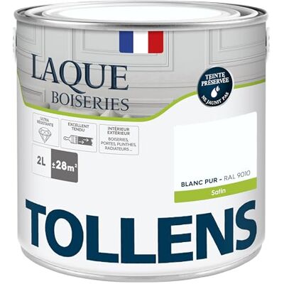 Tollens Peinture, Laque, Ultra Résistante, Multisupport, Satin Blanc Pur, 2L = 28m2 - Publicité Tollens Peinture, Laque, Ultra Résistante, Multisupport, Satin Blanc Pur, 2L = 28m2 - Publicité