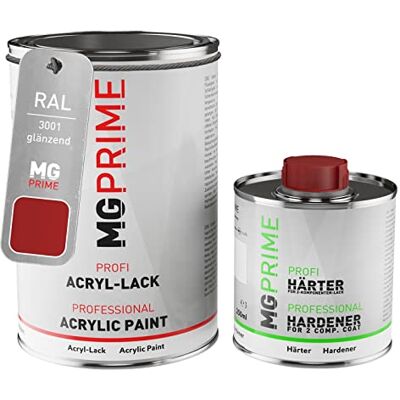 PRiME RAL 3001 Rouge de sécurité brillant, pot de peinture acrylique 2K 1,5 L Signal red, Kit 2K peinture + durcisseur, à séchage rapide - Publicité PRiME RAL 3001 Rouge de sécurité brillant, pot de peinture acrylique 2K 1,5 L Signal red, Kit 2K peinture + durcisseur, à séchage rapide - Publicité