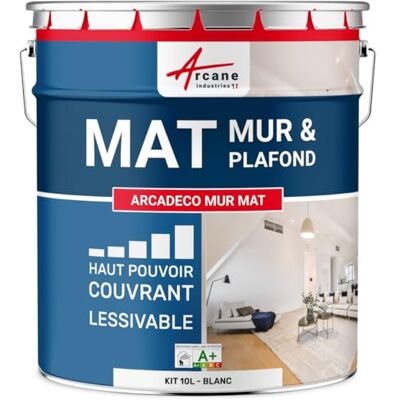 ARCANE INDUSTRIES Peinture Murale, Mat Blanche 10 L Blanc - Publicité ARCANE INDUSTRIES Peinture Murale, Mat Blanche 10 L Blanc - Publicité