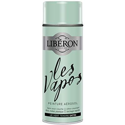 Libéron Peinture aérosol Les vapos, Le Vert Tendre Satin, 400ML - Publicité Libéron Peinture aérosol Les vapos, Le Vert Tendre Satin, 400ML - Publicité