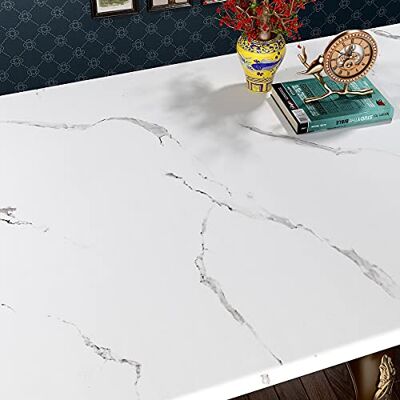 FunStick Papier Peint Marbre Blanc 90CM x 5M Vinyle Adhesif Stickers Plan de Travail Cuisine Imperméable Marbre Blanc Papier Peint Adhesif Mural pour Cuisine Autocollants Décoratifs pour Armoire - Publicité FunStick Papier Peint Marbre Blanc 90CM x 5M Vinyle Adhesif Stickers Plan de Travail Cuisine Imperméable Marbre Blanc Papier Peint Adhesif Mural pour Cuisine Autocollants Décoratifs pour Armoire - Publicité