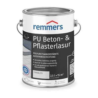 Remmers Revêtement PU pour béton et pavés transparent, 2,5 litres, Peinture pour sol et béton, Lasure résistante à la lumière, pour pavés et supports minéraux - Publicité Remmers Revêtement PU pour béton et pavés transparent, 2,5 litres, Peinture pour sol et béton, Lasure résistante à la lumière, pour pavés et supports minéraux - Publicité