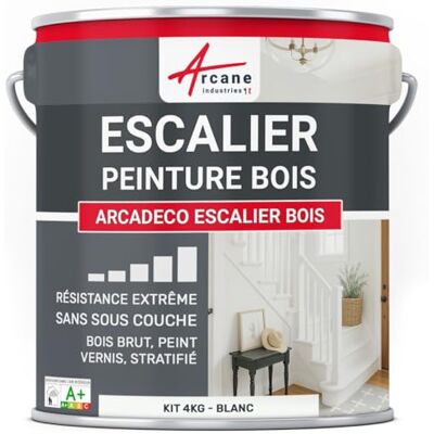 ARCANE INDUSTRIES Peinture Escalier Bois Antidérapante Lessivable ARCADÉCO 4 kg Blanc Peinture Escalier Bois, Finition Velours, Adhère au Bois, Antidérapante, Lessivable, Séchage Rapide - Publicité ARCANE INDUSTRIES Peinture Escalier Bois Antidérapante Lessivable ARCADÉCO 4 kg Blanc Peinture Escalier Bois, Finition Velours, Adhère au Bois, Antidérapante, Lessivable, Séchage Rapide - Publicité