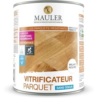 MAULER Vitrificateur parquet & escalier incolore Aspect Brillant 1L protection taches, rayures, usure longue durée, ecolabel et dépolluant l'air - Publicité MAULER Vitrificateur parquet & escalier incolore Aspect Brillant 1L protection taches, rayures, usure longue durée, ecolabel et dépolluant l'air - Publicité