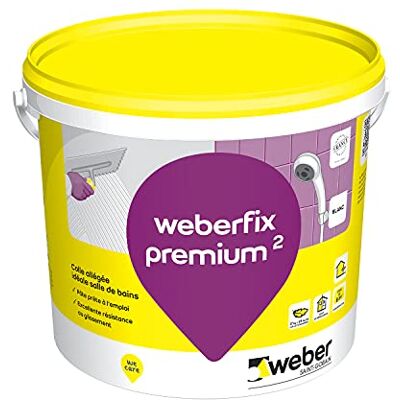 Weber Colle pour carrelage 17kg, Blanc, en pâte pour murs intérieur et extérieur prête à l'emploi, spéciale salle de bain, fix premium, - Publicité Weber Colle pour carrelage 17kg, Blanc, en pâte pour murs intérieur et extérieur prête à l'emploi, spéciale salle de bain, fix premium, - Publicité