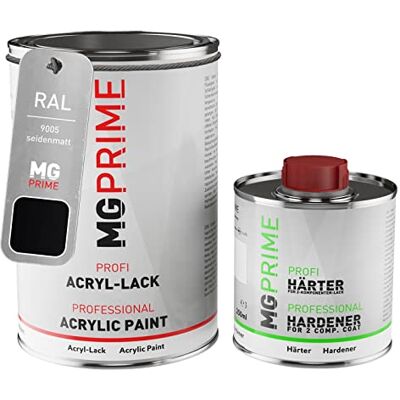 PRiME RAL 9005 Noir foncé mat satiné, pot de peinture acrylique 2K 1,5 L Jet black, Kit 2K peinture + durcisseur, à séchage rapide - Publicité PRiME RAL 9005 Noir foncé mat satiné, pot de peinture acrylique 2K 1,5 L Jet black, Kit 2K peinture + durcisseur, à séchage rapide - Publicité