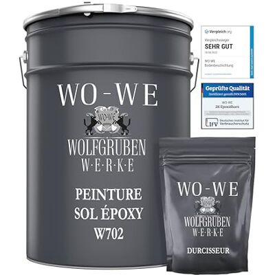 WO-WE 2K Peinture pour sol W702 résine époxy beton garage revêtement industriel Ivoire сlair RAL 1015-2,5Kg - Publicité WO-WE 2K Peinture pour sol W702 résine époxy beton garage revêtement industriel Ivoire сlair RAL 1015-2,5Kg - Publicité