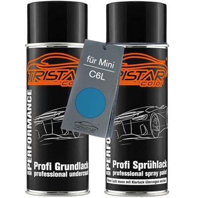 TRISTARcolor Bombes aérosols pour Mini C6L Icy Sunshine Blue Metallic Perl Peinture voiture, Kit peinture de fond + base, bombes aérosols 400ml - Publicité TRISTARcolor Bombes aérosols pour Mini C6L Icy Sunshine Blue Metallic Perl Peinture voiture, Kit peinture de fond + base, bombes aérosols 400ml - Publicité