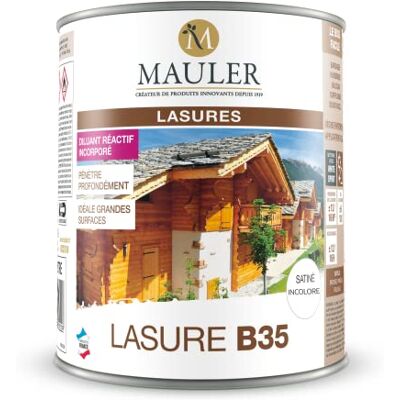 MAULER Lasure professionnelle pour bois extérieur 5L Satiné Incolore Protection UV et intempéries Lasure B35 - Publicité MAULER Lasure professionnelle pour bois extérieur 5L Satiné Incolore Protection UV et intempéries Lasure B35 - Publicité